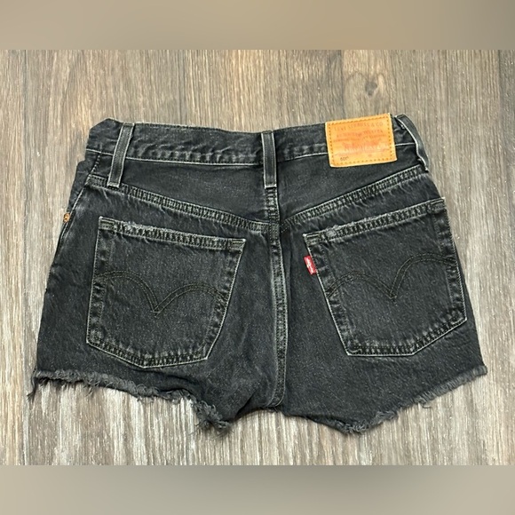 Levi’s 501 Distressed Jean Shorts Size 25 | High Rise Black Wash | Festival Vibe - Picture 2 of 4